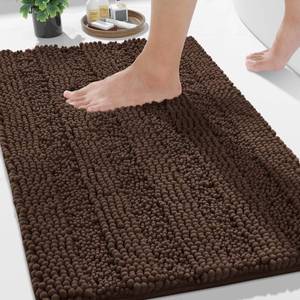 lot 7512 image: Yimobra Bathroom Rug Mat 32 x 20, Non Slip and Super Absorbent Bath Mat,Machine Washable Quick Dry,Ultra Plush Chenille Shower Rugs for Bathroom Floor Sink Tub and Shower Outside,Brown