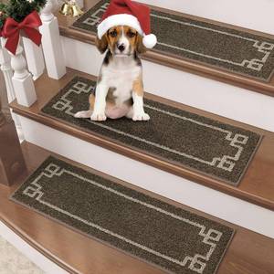 lot 7515 image: BEQHAUSE Stair Treads for Wooden Steps Non Slip Washable 15Pack Carpet Stair Treads with Reusable Residue Free Backing Soft Polyester Stair Rugs Indoor for Kids Elders and Dogs 9�x28�,Brown