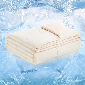 lot 7532 image: Cozy Bliss Viscose Cooling Comforter Queen Size, Reversible Cooling Blanket for Hot Sleepers and Night Sweats, Q-Max 0.4 Breathable Summer Comforter Quilt, Lightweight Soft Silky Smooth, Ivory White