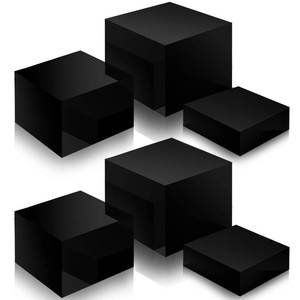 lot 7541 image: Bucherry 6 Pcs Acrylic Display Risers - Nesting Cubes 5 Sided with Hollow Bottoms Display Stand Shelf for Cosmetics Food Collectibles Jewelry Figures Show (Black)