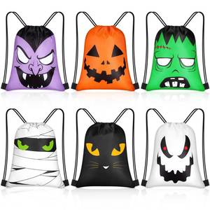 lot 7543 image: Censen 24 Pcs Drawstring Bags Set Bulk 12 x 10 Inch Waterproof Beach Sack Pack for Girls Boys Kids Gift Party Gym Supplies (Halloween Style)