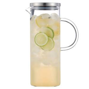 lot 7545 image: Karafu Pitcher, Glass Pitcher with Handle and Lid, 50 Oz Handmade Water Jug for HotCold Water, Ice Lemon Tea and Juice Beverage