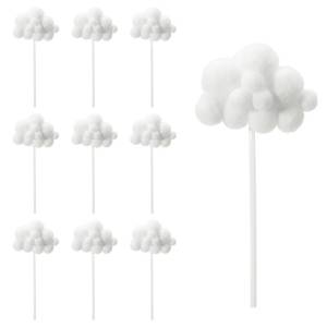 lot 8023 image: MBAIYO 10Pcs Cloud Cake Topper, Plush Cloud Cupcake Toppers Yarn Ball Dessert Picks White Cake Picks Decor for Wedding Birthday Party Supplies