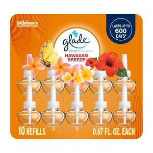 lot 8026 image: Glade PlugIns Refills Air Freshener, Scented and Essential Oils for Home and Bathroom, Hawaiian Breeze, 6.7 Fl Oz, 10 Count (Packaging May Vary)