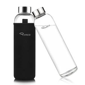 lot 8036 image: Ryaco Borosilicate Glass Water Bottle 33oz1L1000ml BPA-Free Leak Proof Ideal for School Home Office Travel Sport Yoga Gym Hot Cold Drinks with Portable Neoprene Carrying Sleeve and Sponge Brush