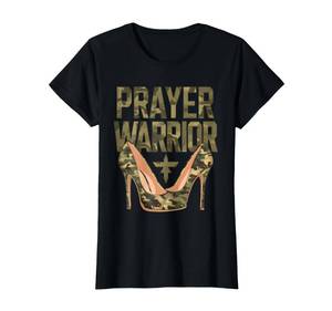 lot 8379 image: Camo Heels Prayer Warrior Faith-Inspired Christian T-Shirt