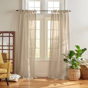 lot 8382 image: Elrene Home Fashions Vienna Sheer Tie-Top Window-Curtain Panel, 52 in x 84 in (1 Panel), Flax