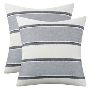 lot 8384 image: AmHoo Pack of 2 Farmhouse Linen Throw Pillow Cover Cushion Stripe Decoration Buffalo Retro Pillowcase with Hidden Zipper for Sofa Bedroom Car 24 x 24 Inch Light Grey Gray