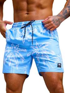 lot 8385 image: Verdusa Menfts Drawstring Waist Swimwear Beach Shorts Swim Trunks with Pockets Blue X-Large