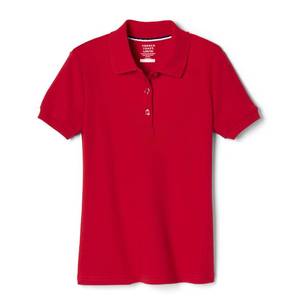 lot 8400 image: French Toast Girlsft Short Sleeve Polo Shirt with Picot Collar (Standard and Plus Sizes), Red, 10-12