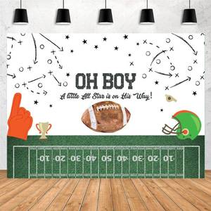 lot 8439 image: MAYSSKQ Football Baby Shower Backdrop A Little All Star is on his Way Baby Shower Background Game On Football Baby Boy Shower Backdrops Supplies Decorations (7x5ft)