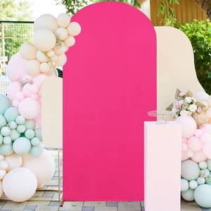 lot 8443 image: FUHSY Fitted Wedding Arch Covers 7.2FT Hot Pink Arch Backdrop Covers for Round Top Chiara Frame Backdrop Spandex Cover for Balloon Arch Fabric Cover for Birthday Parties