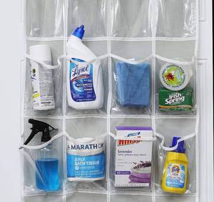 lot 8445 image: HomeRoots 2 Pack Minimalist Clear Over the Door Pantry Organizer, 20 Pockets