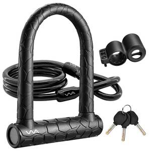lot 8452 image: Bike U Lock,20mm Heavy Duty Combination Bicycle D Lock Shackle 4ft Length Security Cable with Sturdy Mounting Bracket and Key Anti Theft Bicycle Secure Locks