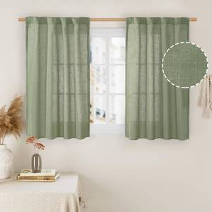 lot 8459 image: LAMIT Kitchen Linen Curtains 40 Inch Length 2 Panels, Sage Green Semi Sheer Light Filtering Panels Back Tab and Rod Pocket Neutral Drapes for BasementWindowLoft Room, 34 x 40 Inch