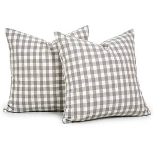 lot 8464 image: CARRIE HOME Outdoor Light Gray and White Buffalo Plaid Pillow Covers 20x20 Set of 2, Grey White Gingham Check Pillows Decorative Throw Pillow Covers, 20 x 20 Buffalo Plaid Pillow Covers for Couch