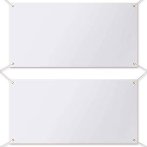 lot 8496 image: 2 Pieces Large Banners Signs Polyester Oxford Cloth Sublimation Banner with Rope for Indoor Wall Outdoor Easy Hang Sign DIY Banner Sign for Business Office Supply (White,2 x 4 Feet)