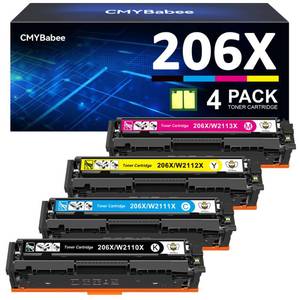 lot 9460 image: CMYBabee Compatible Toner Cartridge Replacement for HP 206X 206A for Color Laserjet Pro MFP M283fdw M283cdw M283fdn M282mw Pro M255dw M255nw M283 M255 Printer W2110X W2110A High Yield (BCMY, 4-Pack)
