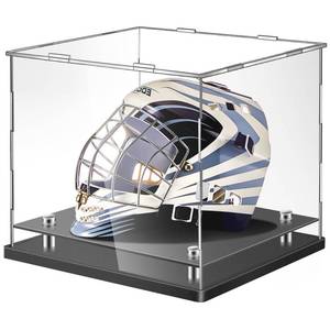 lot 9462 image: Barydat Football Helmet Display Case 14.2 x 11 x 12.6 Inch Full Size Acrylic Clear Hat Display Crystal Hat Box with Stainless Steel Risers for Basketball Sports Collectibles Showcase Memorabilia