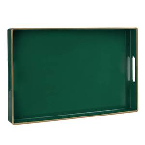 lot 9471 image: MAONAME Dark Green Decorative Tray, Serving Tray with Handles, Plastic Trays for Coffee Table, Rectangular Trays for Living Room, Bedroom, 15.8 X 10.2in X 1.4inin