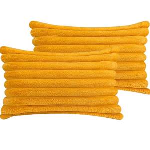 lot 10387 image: 12x20 Throw Pillow Covers Set of 2, Decorative Faux Fur Covers for Bed, Couch Soft Fluffy Pillow Cover with Velvet Back for Living Room, Neutral Home Dcor Accent for Sofa - Yolk Yellow