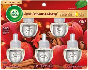 lot 10399 image: Air Wick Plug In Scented Oil Refill,Fall Scent, Fall Dcor, Apple Cinnamon Medley, 5 ct