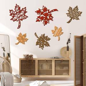 lot 10410 image: CroBlissful 6 Pcs Fall Maple Leaves Wall Decor Autumn Wooden Wall Art Thanksgiving Maple Leaves Wooden Sign with Hook Fall Hanging Sculptures for Home Farmhouse Thanksgiving Indoor Outdoor