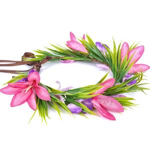 lot 10444 image: KorViSHOW Hawaiian Flower Hair Accessories - Artificial Hawaii Floral Headpiece Tropical Flower Crown Lei Luau Costume Headband Accessories for Women Girls Beach Vacatio Party Decorations Supplies