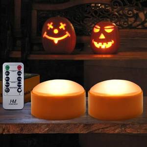 lot 12004 image: HOME MOST 2-Pack Halloween Pumpkin Lights with RemoteTimer - Orange Pumpkin Lights LED Battery Operated Halloween Decor - Jack-O-Lantern Outdoor Decorations