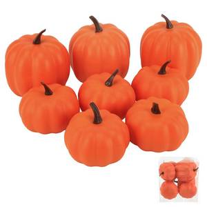 lot 12008 image: Ghrdopy Fake Pumpkins, 8 Pcs Orange Artificial Pumpkins, Plastic Pumpkins for Thanksgiving Party Table Centerpiece Autumn Home Decoration-A