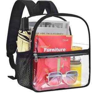lot 12027 image: Busiuw Clear Backpack for Stadium Events - 12x12x6, Mini Small Clear Bag Sports Fan Backpacks with Front Pocket for Concert Sport Events Work Travel(Black)