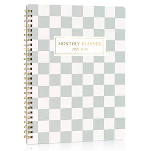 lot 12035 image: Beautiful Checkered 2025-2026 Monthly Planner and Calendar Book - To Do List Notebook That Easily Organizes Your Tasks to Boost Productivity - Runs From January 2025 Until December 2026