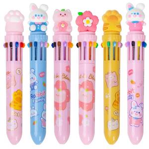lot 12042 image: YOYTOO Multicolor Ballpoint Pen 0.7 mm, 10-in-1 Colored Pens Fine Point Retractable Cute Cartoon Ballpoint Pens for School Office Supplies Students Birthday Christmas Kids Gifts, 4 Pack