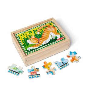 lot 12043 image: Melissa and Doug 4in1 Wooden Pets Jigsaw Puzzle Set, 48 Pieces with Storage Box, Toddler Puzzle Toy for Kids Ages 3 - FSC Certified