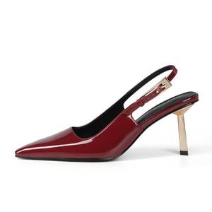 lot 13718 image: iiimmu Kitten Heels for Women 3.5 in Stiletto Heel Pumps Closed Pointed Toe Slingback Heels, Red, Size 8