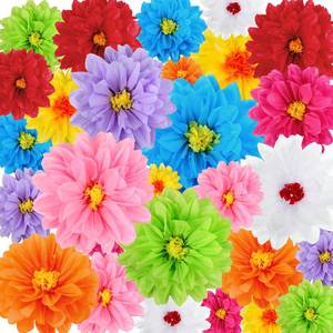 lot 13723 image: Geyee 81 Pcs Mexican Flowers Party Decoration Fiesta Tissue Paper Fiesta Colorful Crepe Paper Flowers for Floral Backdrop Wedding Birthday Craft Wall 8 10in 12inin
