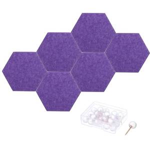 lot 13746 image: PATIKIL Felt Bulletin Board, 12x10in, 6 Packs Self Adhesive Hexagon Felt Tiles for Sound Proofing Wall Panels for Home Office Recording Studio,Game Room, Purplein