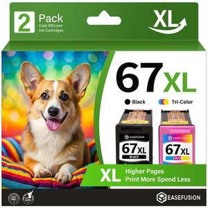lot 14148 image: 67XL Ink Cartridges Black Color Combo Pack Replacement for HP Ink 67 HP67XL 67 XL Compatible with DeskJet 2755e 2700 2700e 4155e 4100 Envy 6000 6055e 6455e Printer