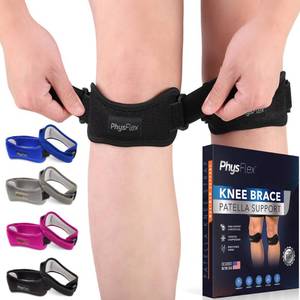 lot 14153 image: PhysFlex 2 Pack Patella Knee Brace - Knee Support and Pain Relief, Running, Hiking, Basketball, Jumpers Knee, Tendonitis, Adjustable Strap Patellar Tendon Stabilizer