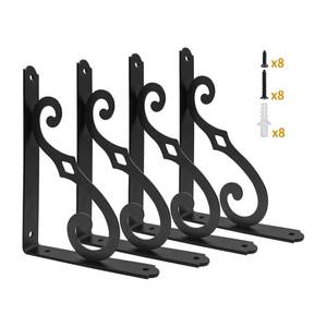 lot 14179 image: Yarssihha 5 Inch Decorative Shelf Brackets, 4 Pack Wall Mounted Metal Shelving Brackets, Heavy Duty Shelf Supports, Rustic L Shape Brackets for Floating Shelves DIY Home Kitchen, with Screws