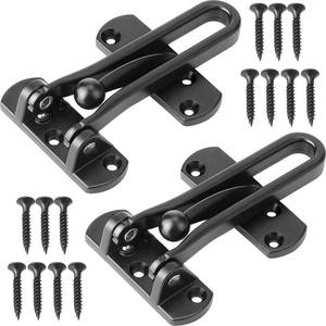 lot 14198 image: SAISN Door Reinforcement Lock Latch Swing Bar Lock for Home Security Front Door Locks for Kids Thicken Solid Aluminium Alloy (Black, 2 Pack)