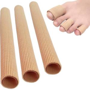 lot 14226 image: Chiroplax Toe Tubes Sleeves Protectors Cushions Fabric and Gel Lining Finger Toe Separator Tubing for Bunion Hammer Toe Callus Corn Blister (3 Pack, Large)