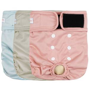 lot 14237 image: Langsprit Washable Female Dog Diapers (3 Pack) - No Leak Reusable Diapers for Doggy Female in Period - Highly Absorbent Dog Heat Panties with Adjustable Snaps Black L Size