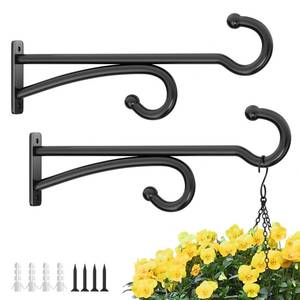 lot 14241 image: pickpiff 14-Inch Plant Hooks for Hanging Baskets Plant Hangers Outdoor Indoor, Planters Wall Brackets for Hanging Plants, Bird Feeders, Wind Chimes, Bird Houses, Flower, Metal, Black