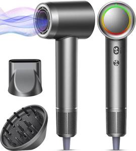 lot 15812 image: Hair Dryer - 1 Min Fast Drying, High-Speed Blow Dryer with 500 Million Negative Ions, No Heat Damage, Low Noise, Lightweight, Professional Hairdryer with Diffuser and Nozzle, Gunmetal