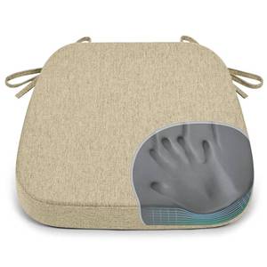 lot 15814 image: Shinnwa Dining Chair Cushions, Patented Design Molded Memory Foam Seat Cushions for Dining Chairs with Ties and Washable Cover, 17 x 16in x 2in, Natural Linenin