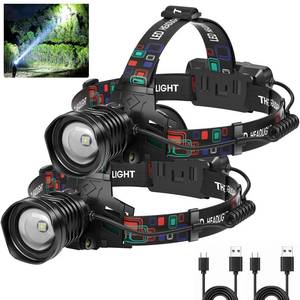lot 16408 image: azamine Rechargeable Headlamp Super Bright 99000 Lumens, 2Pack LED Head Lamp with 3 Modes, 90° Adjustable Head Lights for Forehead, IPX6 Waterproof HeadLamps for Adults Camping Hunting Hiking
