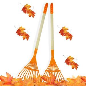 lot 17252 image: CHEERBANK 2PCS Kid Rakes, 27 Lawn Rakes for Leaves, Child Size, Metal Head and Wooden Handle, Great Yard Tool Gifts for Boys Girls Age 3 Year Oldin