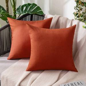 lot 17264 image: MIULEE Pack of 2 Decorative Outdoor Solid Waterproof Throw Pillow Covers Faux Linen Garden Farmhouse Cushion Cases for Summer Patio Tent Balcony Couch Sofa 18x18 Inch Burnt Orange Terracotta