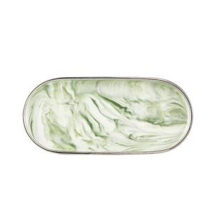 lot 17271 image: Redelaenor Bathroom Vanity Sink Storage Tray Marble Oval Tray for Dresser Key Jewelry Dish (Green Small)